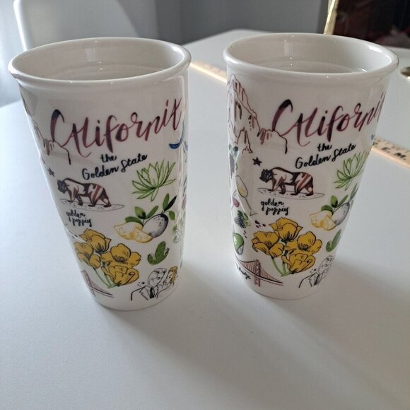 Starbucks California The Golden State 10 Oz Ceramic Mug Lot Of 2 Collectible
